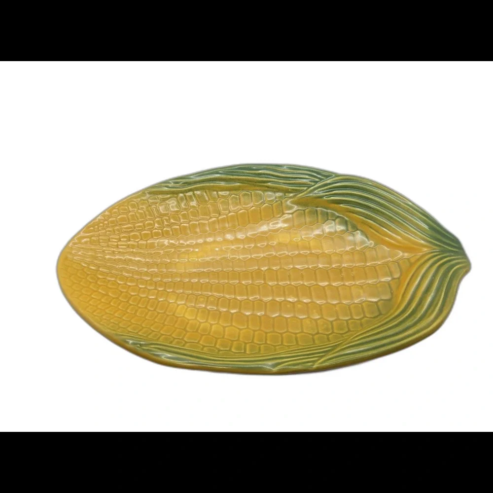 Lot of 4 Vintage Ceramic Majolica Corn on the Cob Dish Bowl